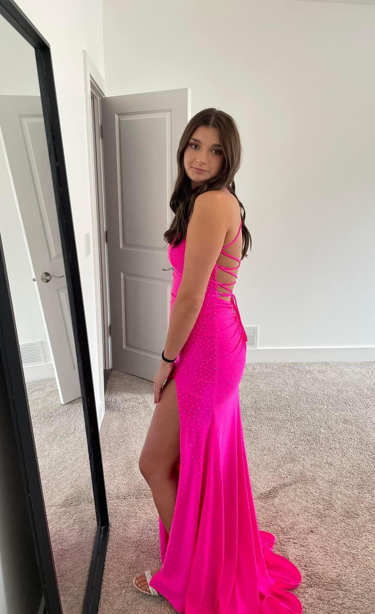 Clarisse Size 2 Prom Plunge Hot Pink Mermaid Dress on Queenly