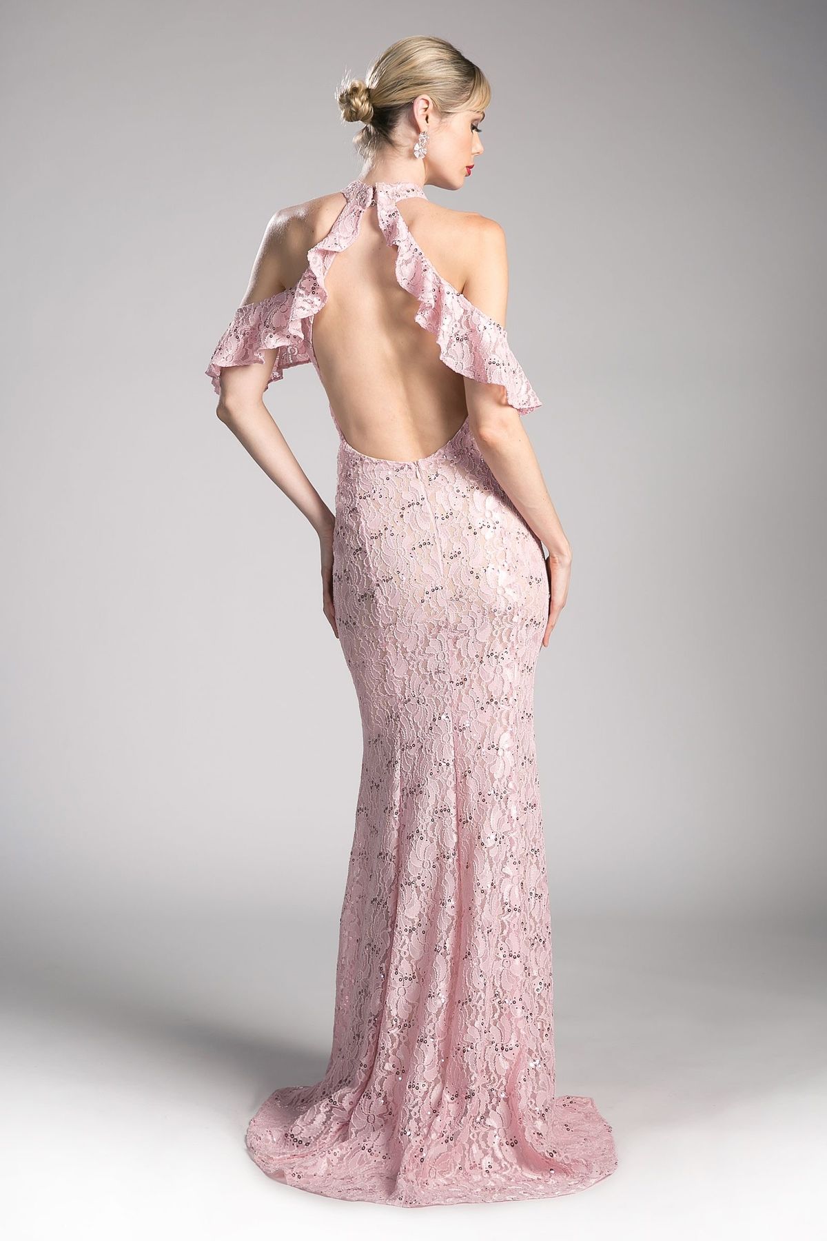 Style C0701 Cinderella Divine Size M Prom High Neck Pink Mermaid Dress on Queenly