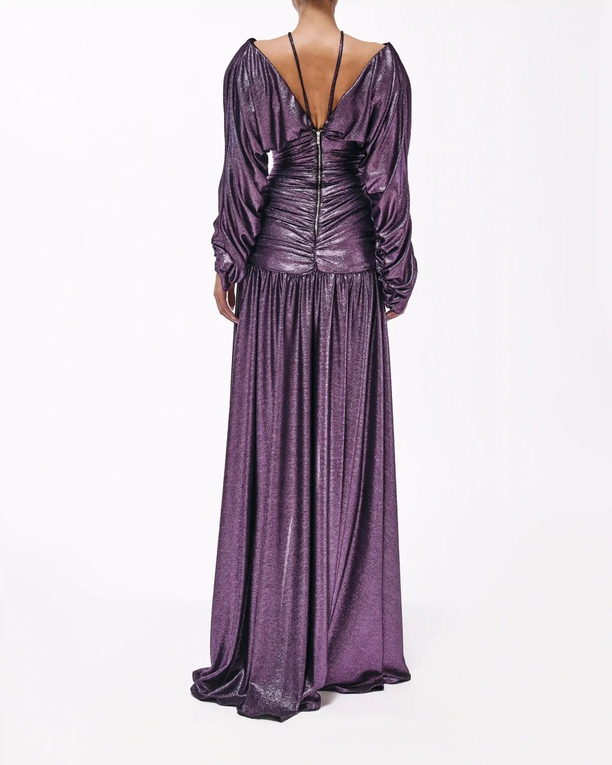Style metallic-majesty-24-17 Valdrin Sahiti Size XS Pageant Purple Side Slit Dress on Queenly