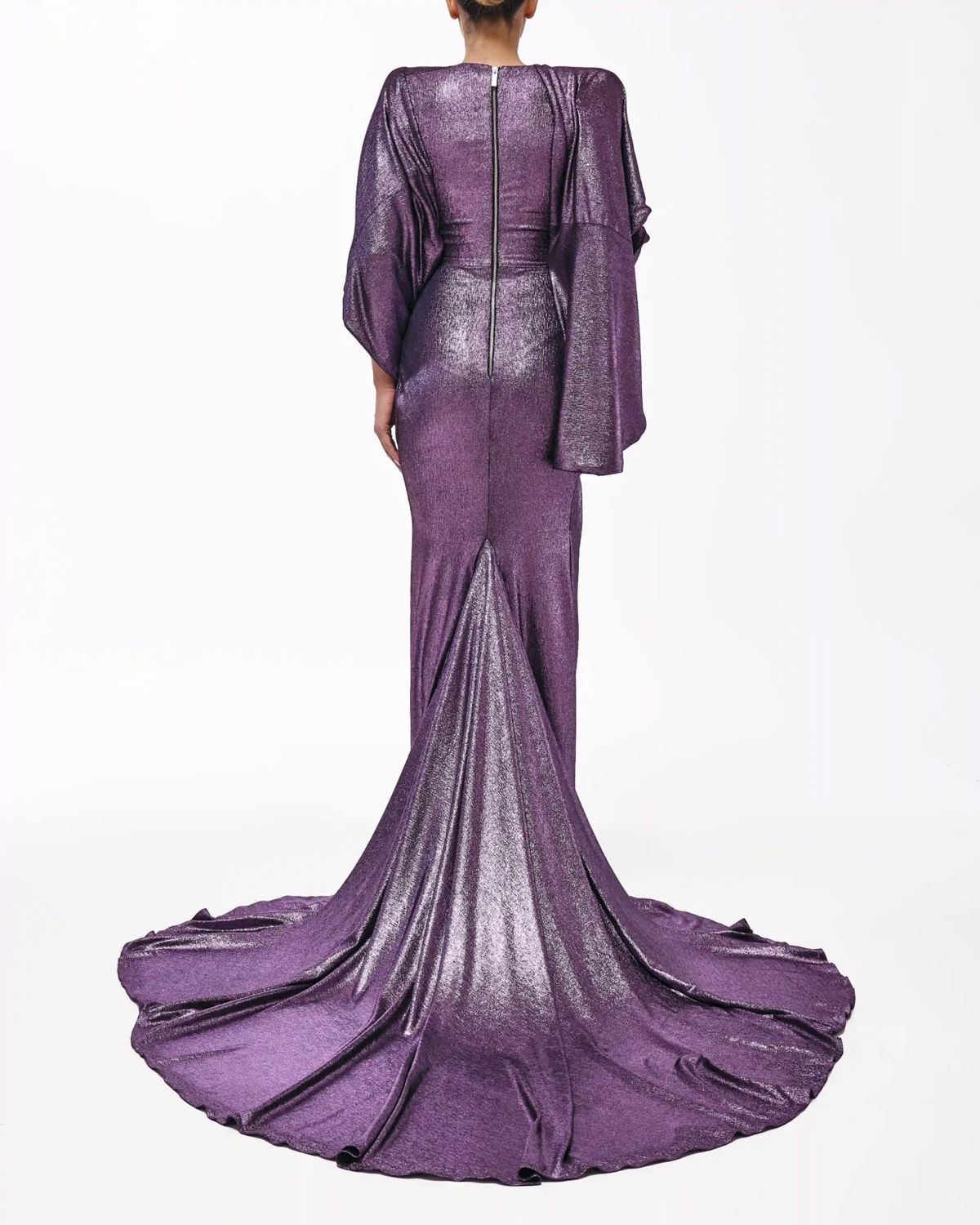 Style metallic-majesty-24-18 Valdrin Sahiti Size XS Pageant Purple Side Slit Dress on Queenly