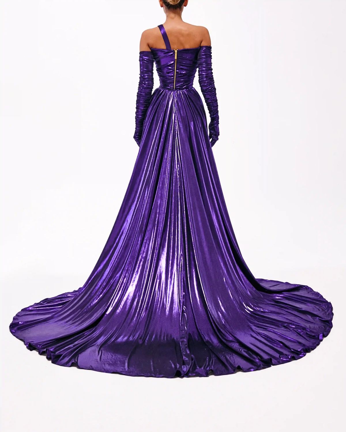 Style metallic-majesty-24-23 Valdrin Sahiti Size XS Pageant Purple Side Slit Dress on Queenly