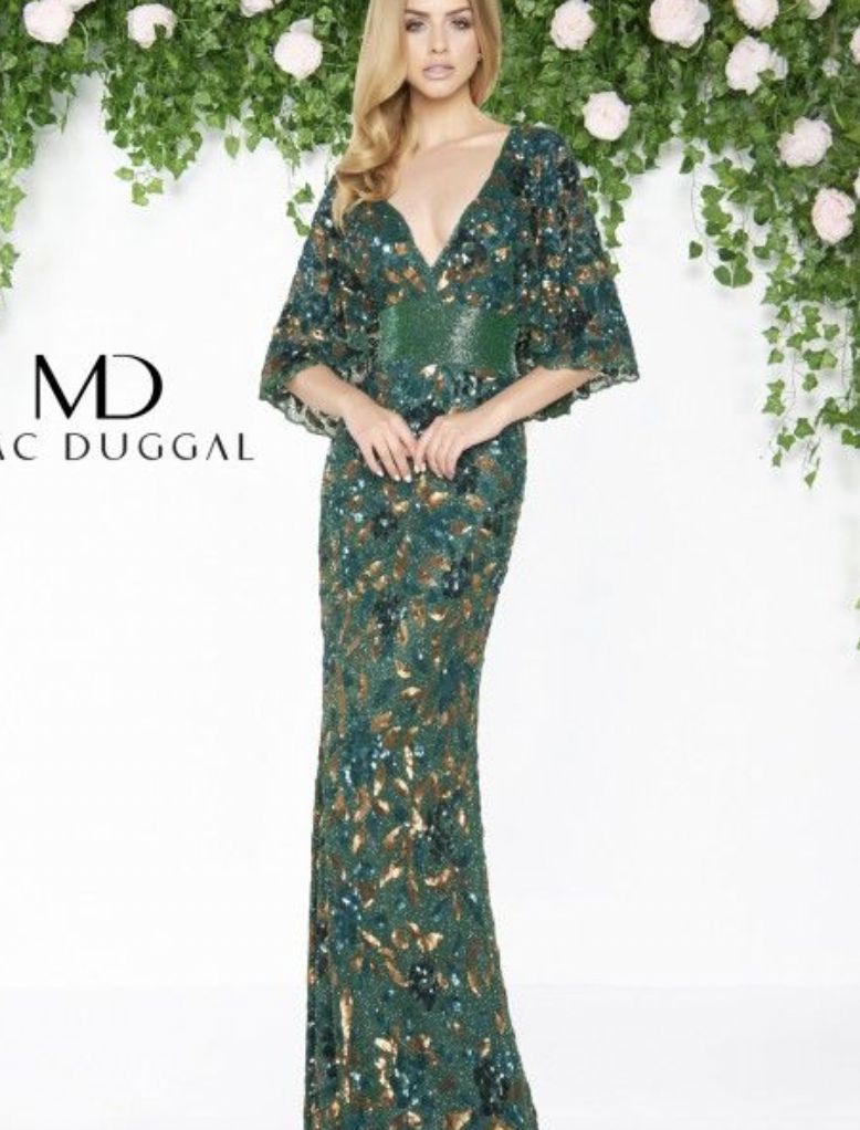 Style 12347 Mac Duggal Size 4 Green Floor Length Maxi on Queenly