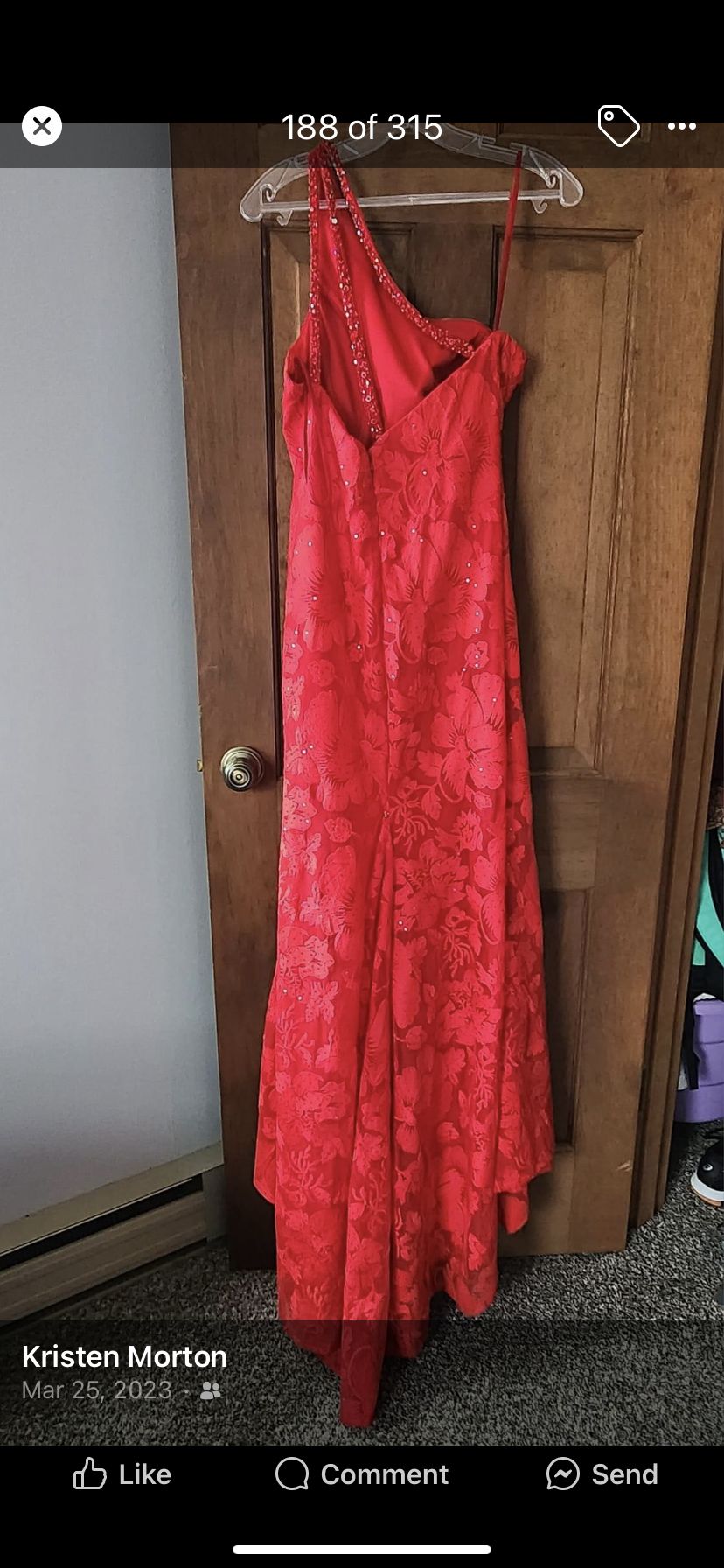 MoriLee Size 8 Red Floor Length Maxi on Queenly
