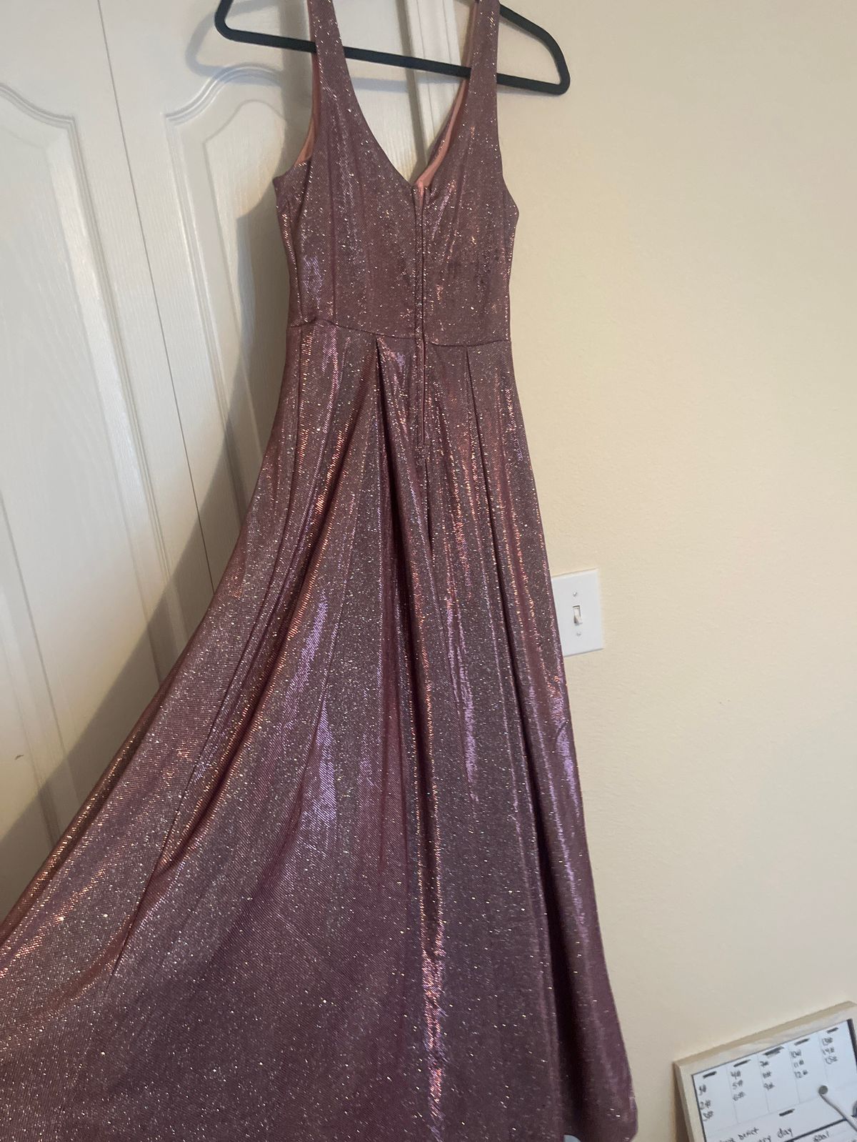 Size 12 Prom Plunge Pink Ball Gown on Queenly