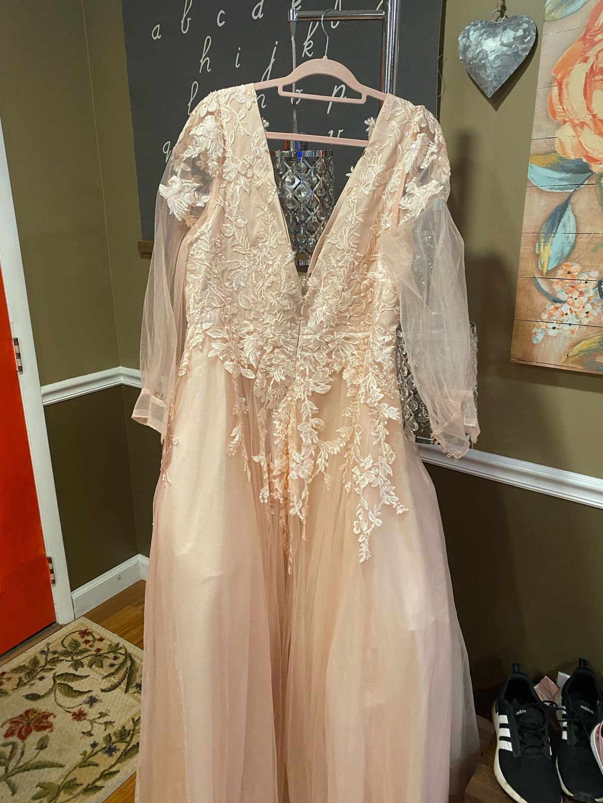 Plus Size 24 Plunge Nude Ball Gown on Queenly
