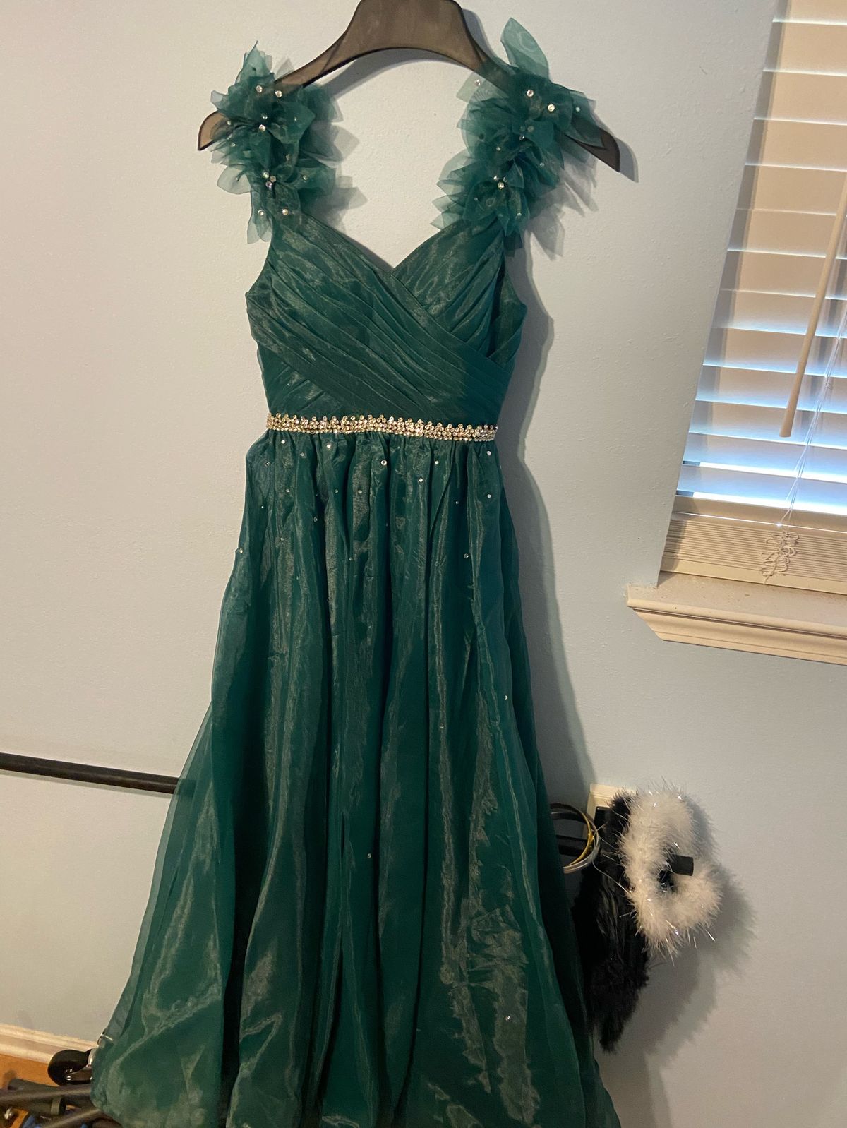Girls Size 12 Pageant Green Ball Gown on Queenly