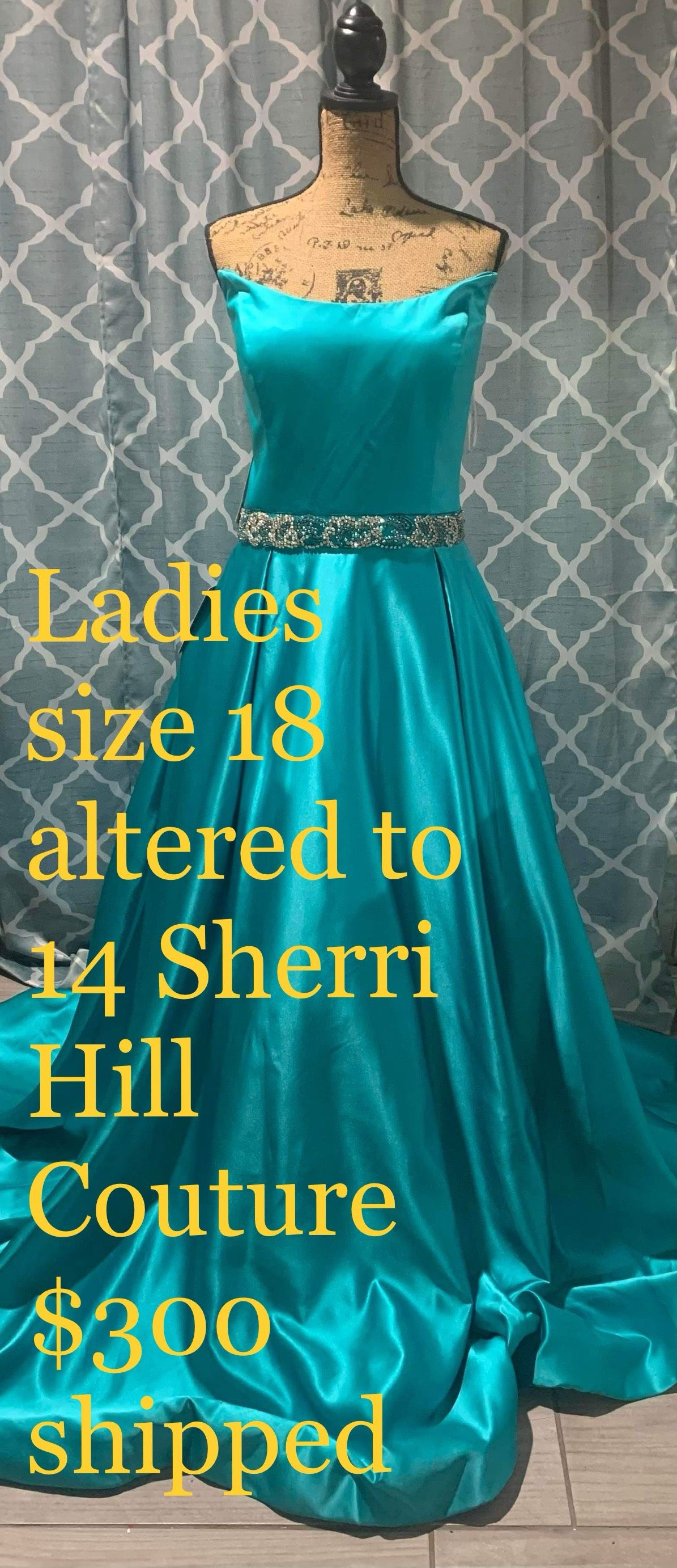 Sherri Hill Plus Size 18 Pageant Strapless Blue Ball Gown on Queenly