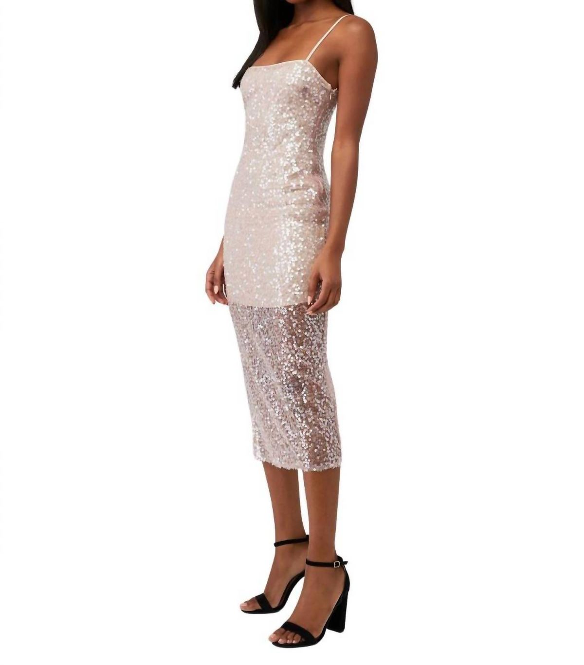 Style 1-1081496691-2901 ASTR Size M Sequined Nude Cocktail Dress on Queenly