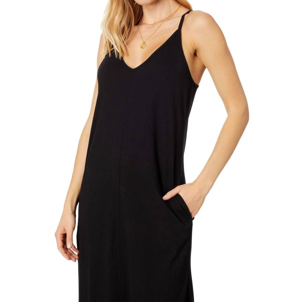 Style 1-1346069956-3471 bobi Size S Plunge Black Side Slit Dress on Queenly
