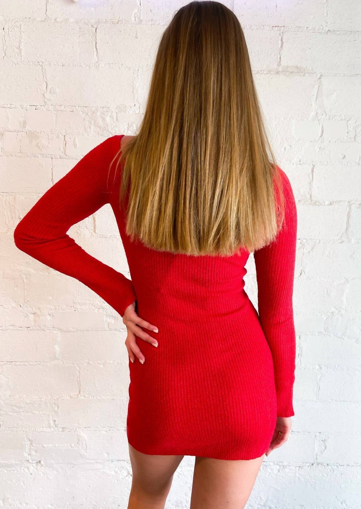 Style 1-1372064580-2791 Cotton Candy Size L Long Sleeve Red Cocktail Dress on Queenly