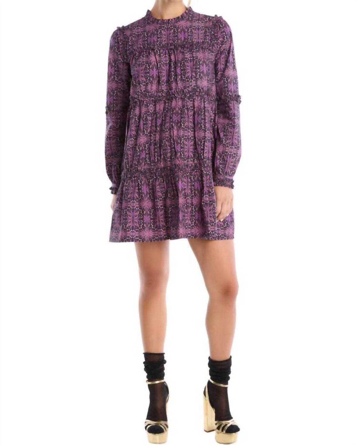 Style 1-1551567068-2696 ALLISON NEW YORK Size L Long Sleeve Purple Cocktail Dress on Queenly