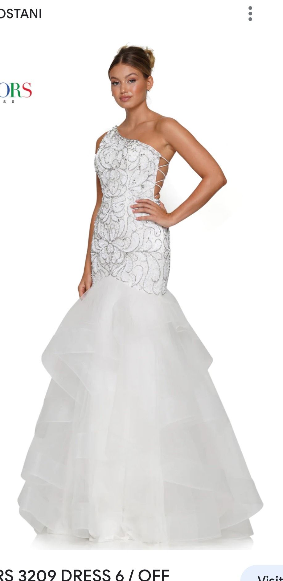 Style 3209 Colors Size 2 Prom One Shoulder White Mermaid Dress on Queenly