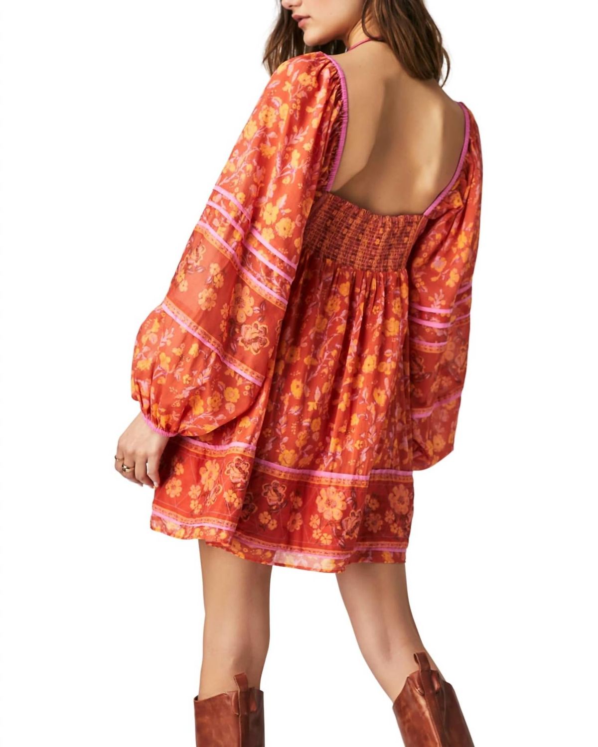 Style 1-2085113617-3471 Free People Size S Floral Orange Cocktail Dress on Queenly