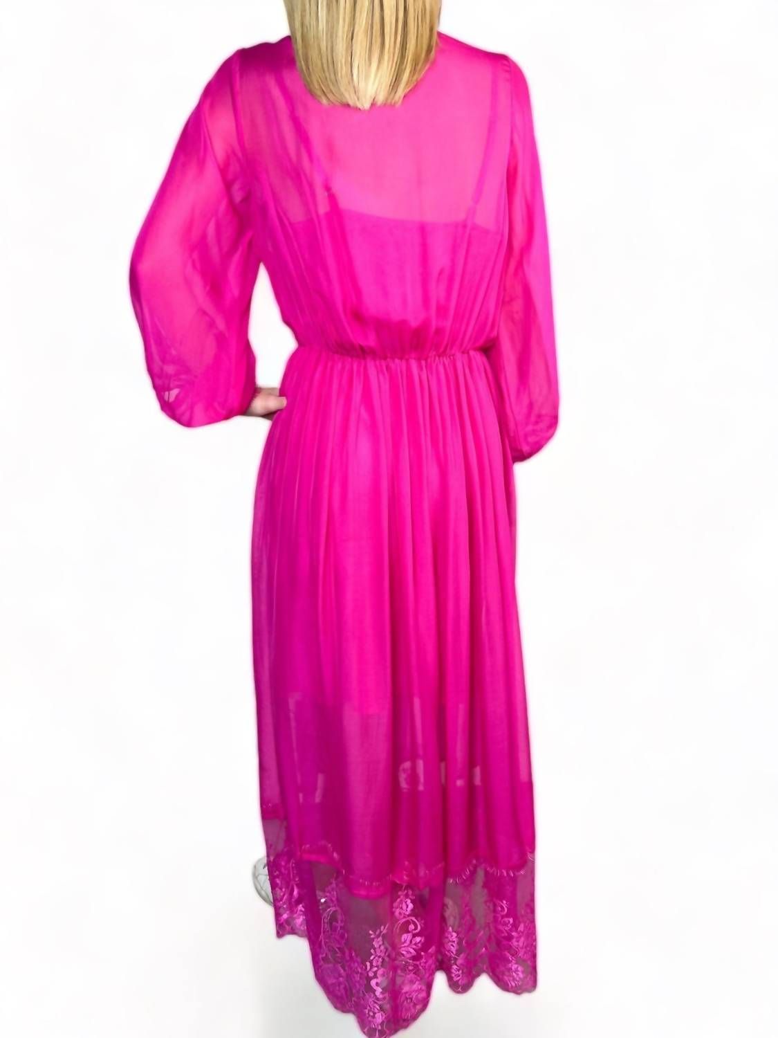 Style 1-275002276-3236 La Fuori Size S Lace Pink Floor Length Maxi on Queenly