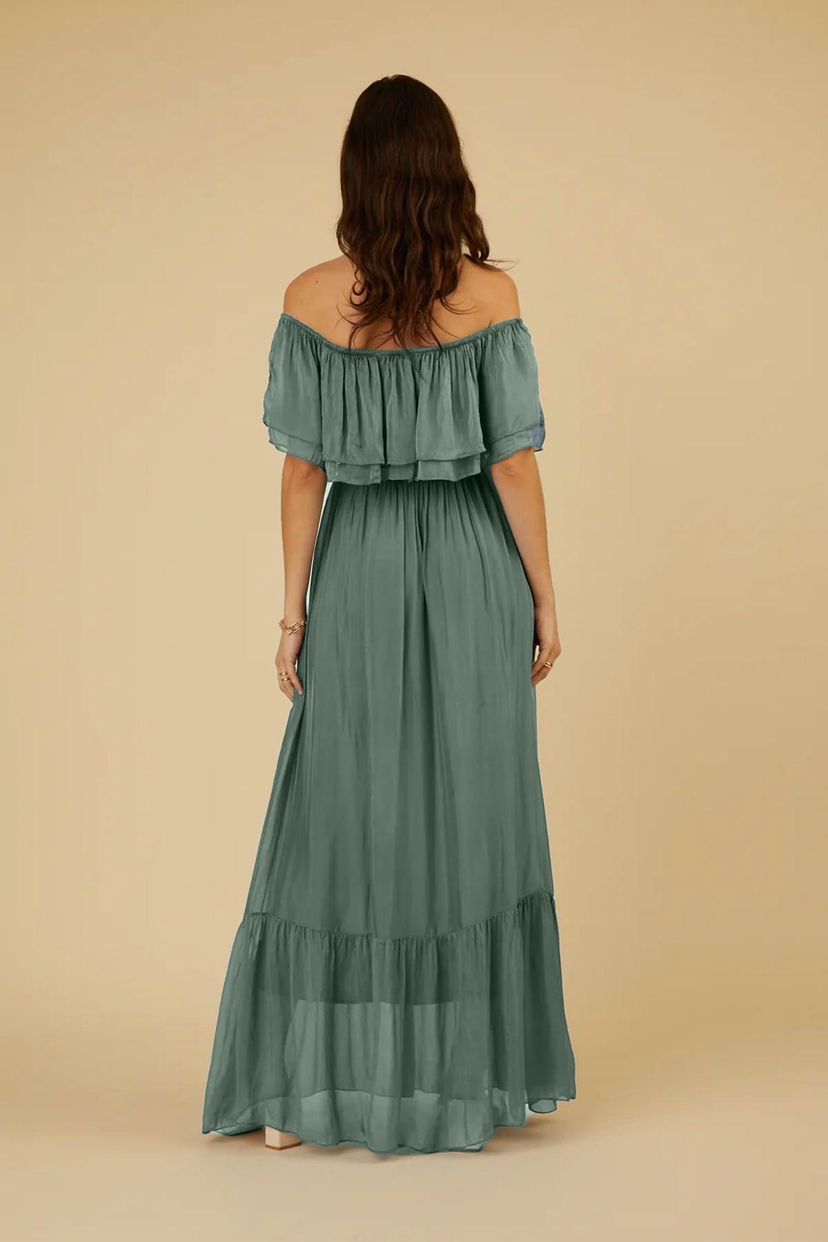 Style 1-2786999397-3107 Scandal Italy Size M Satin Green Floor Length Maxi on Queenly