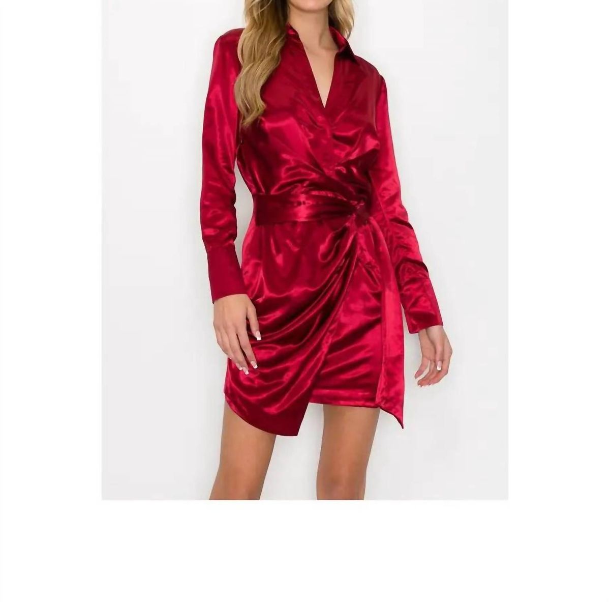 Style 1-3806055272-2791 INA Fashion Size L Long Sleeve Red Cocktail Dress on Queenly