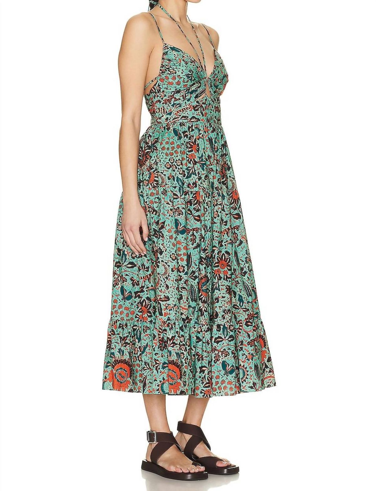Style 1-3974029982-5 Ulla Johnson Size 0 Halter Green Cocktail Dress on Queenly