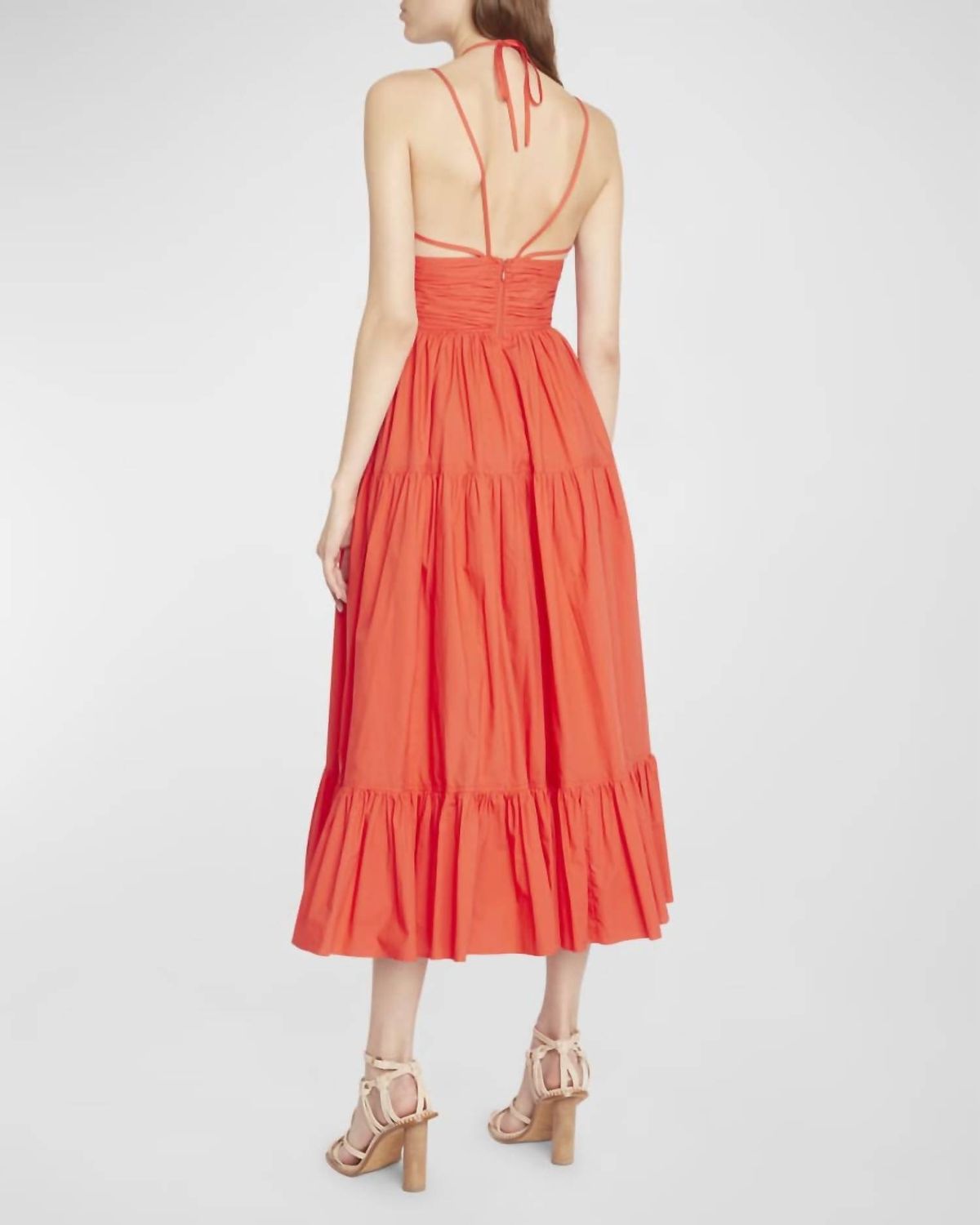 Style 1-4260328703-1498 Ulla Johnson Size 4 Halter Coral Cocktail Dress on Queenly