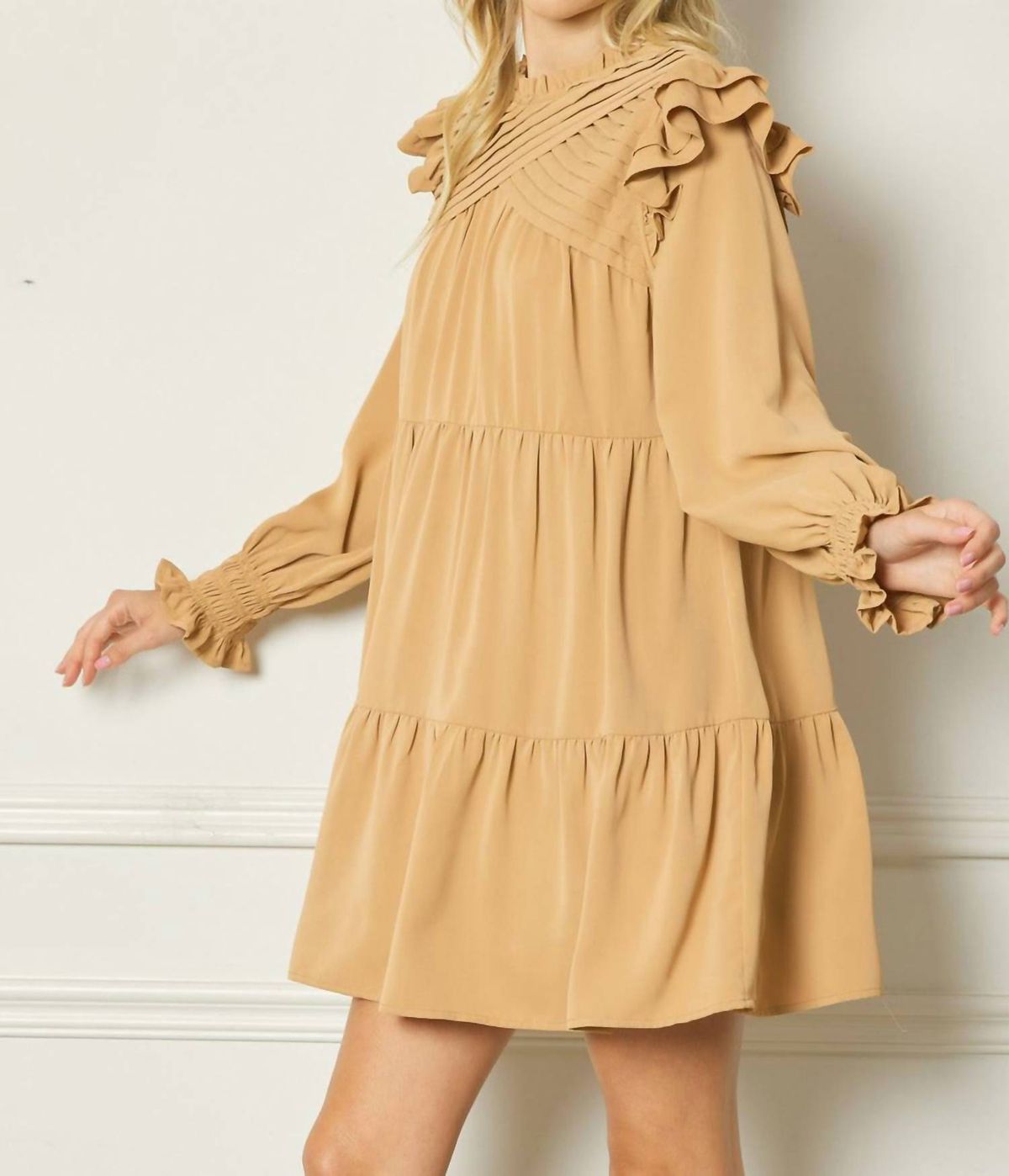 Style 1-877903178-2793 entro Size L Long Sleeve Sheer Brown Cocktail Dress on Queenly