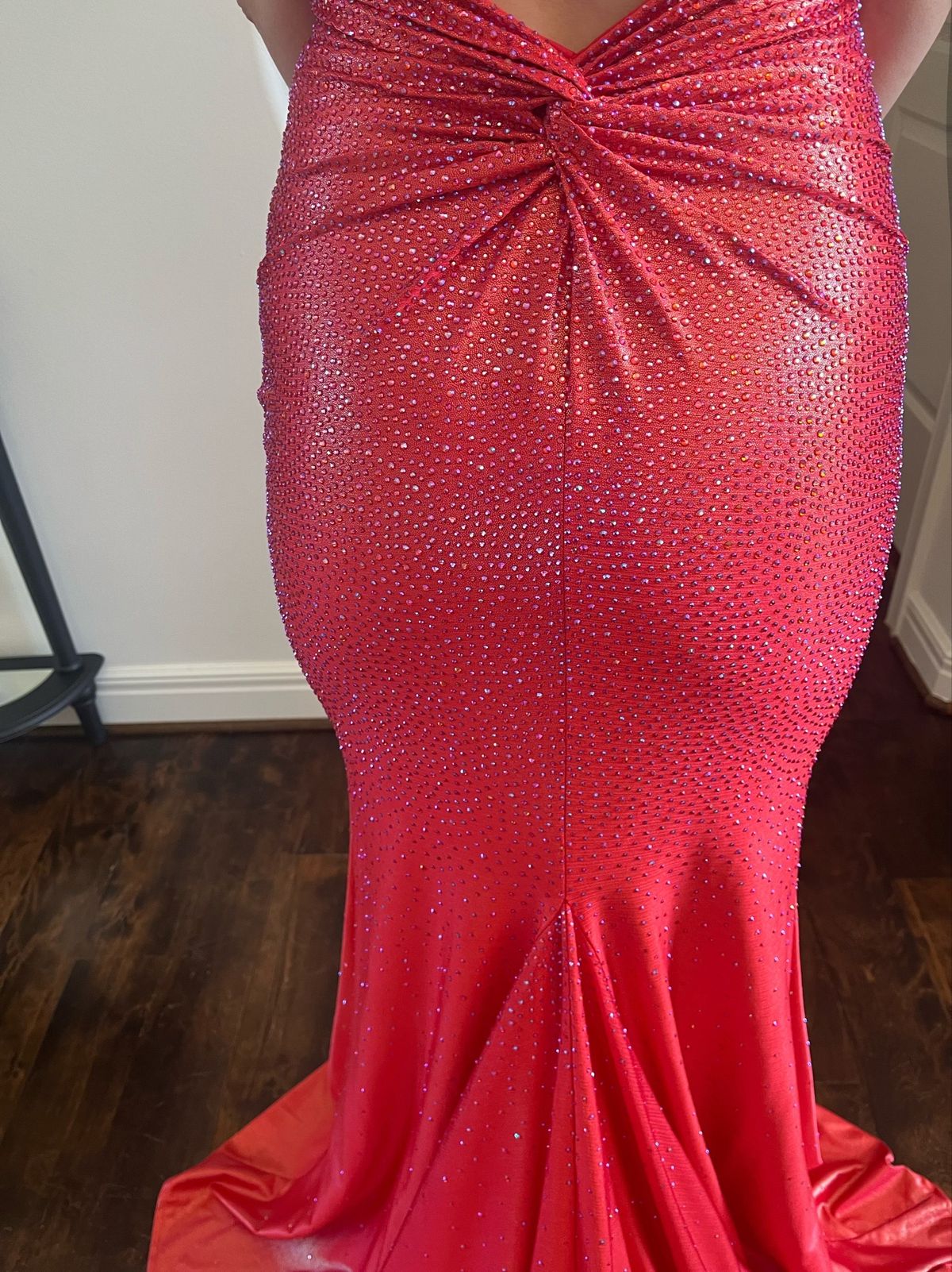 Style 220110 Jovani Size 6 Prom Plunge Red Mermaid Dress on Queenly