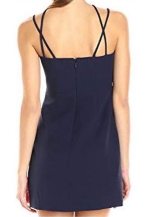 BCBG Size 4 Homecoming Plunge Sheer Navy Purple Cocktail Dress on Queenly