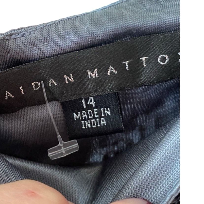 Aidan Mattox Size 14 Satin Silver A-line Dress on Queenly