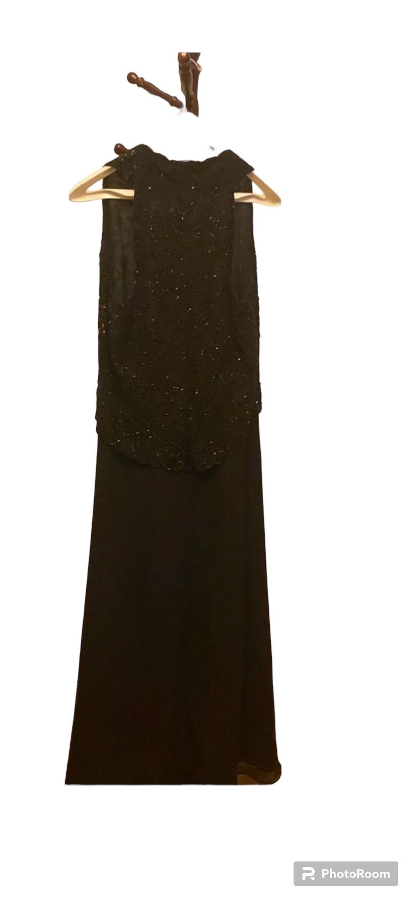 JKara Size 12 High Neck Black A-line Dress on Queenly
