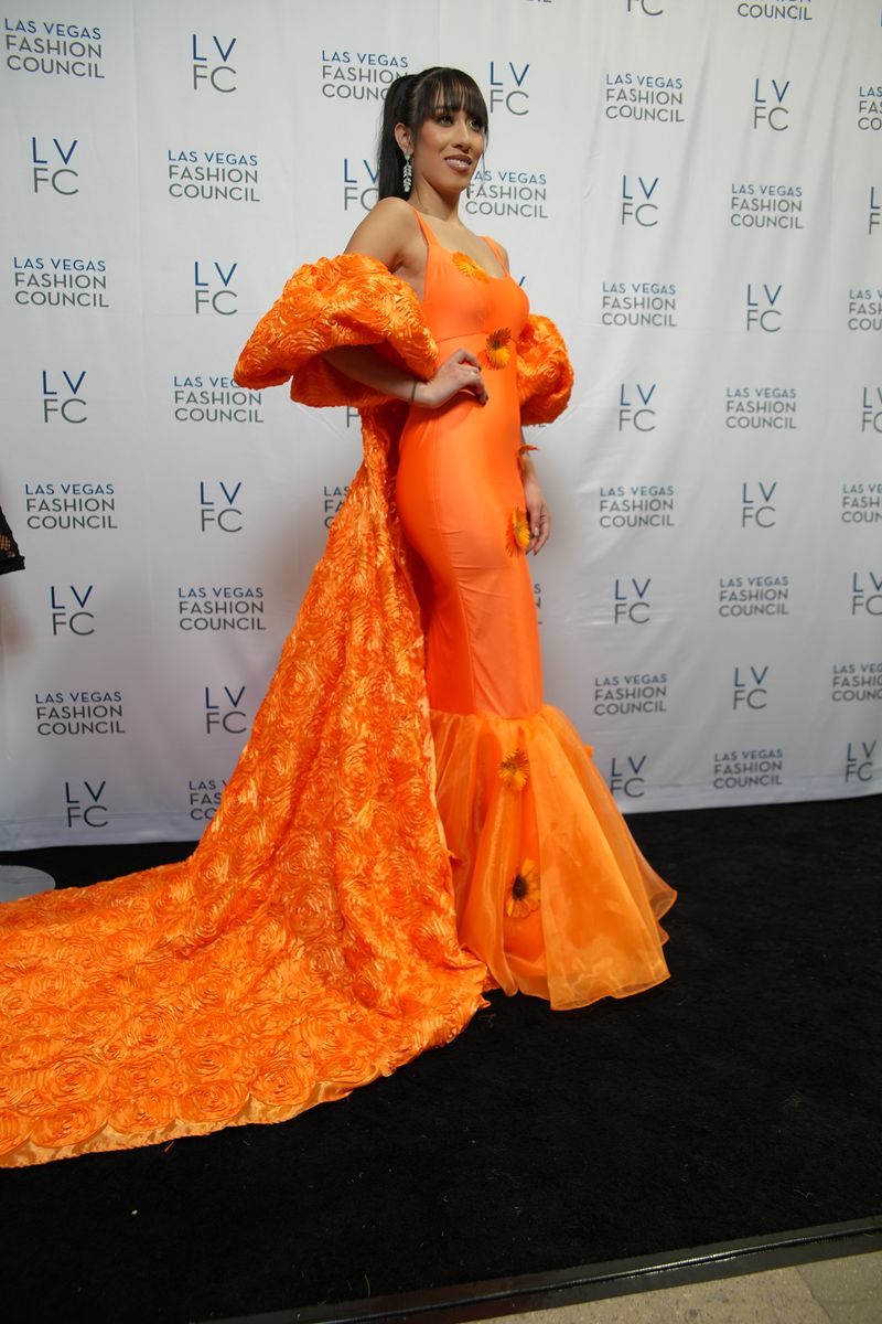 Larissa Couture LV Size 4 Prom Orange Mermaid Dress on Queenly