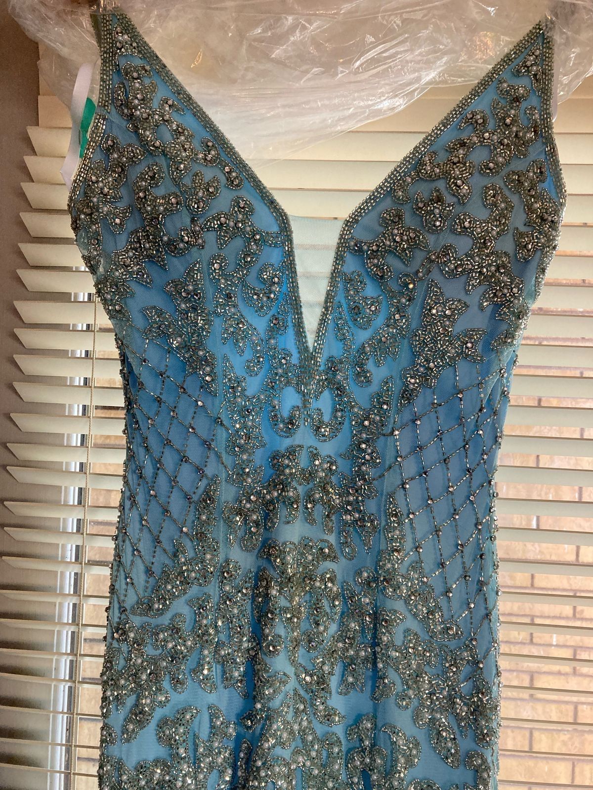 Size S Plunge Blue Ball Gown on Queenly