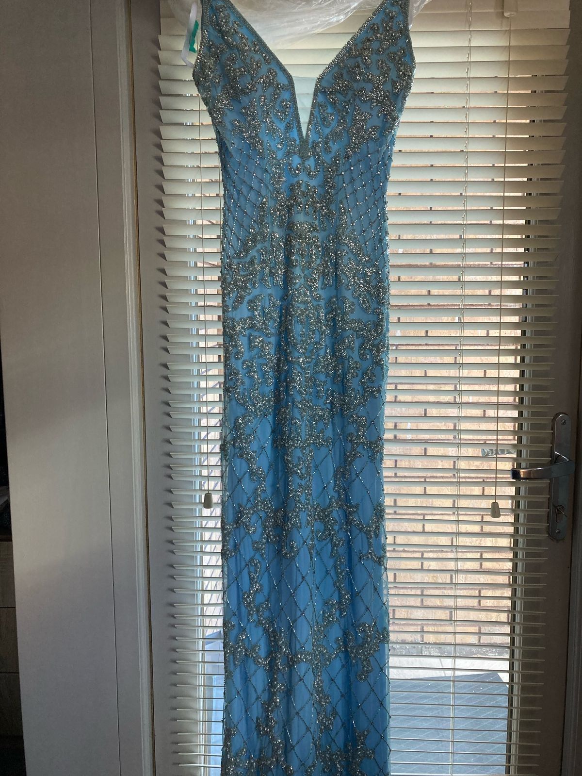 Size S Plunge Blue Ball Gown on Queenly