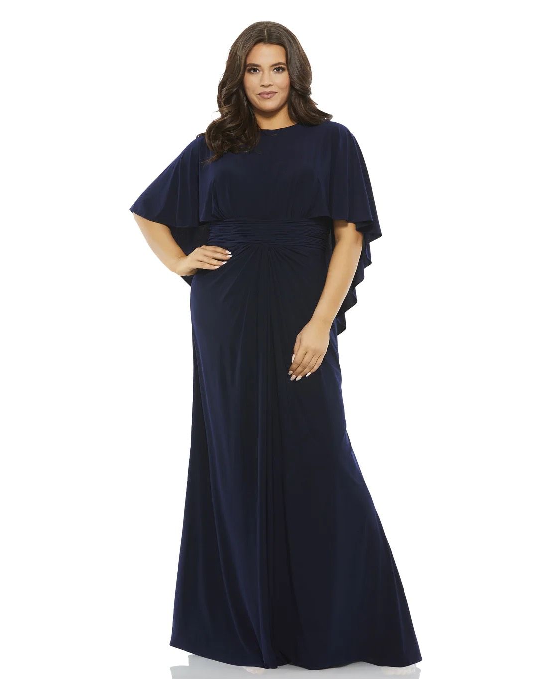 Style 67929 Mac Duggal Plus Size 20 High Neck Blue A-line Dress on Queenly