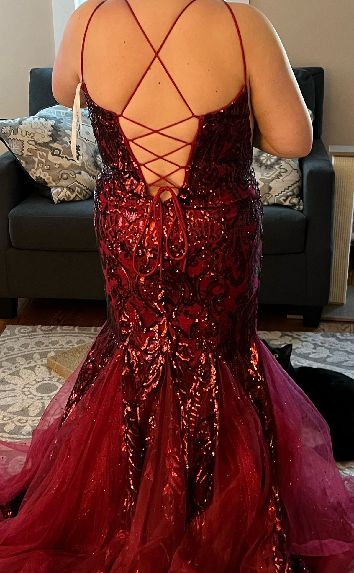 Size XL Prom Plunge Red Mermaid Dress on Queenly