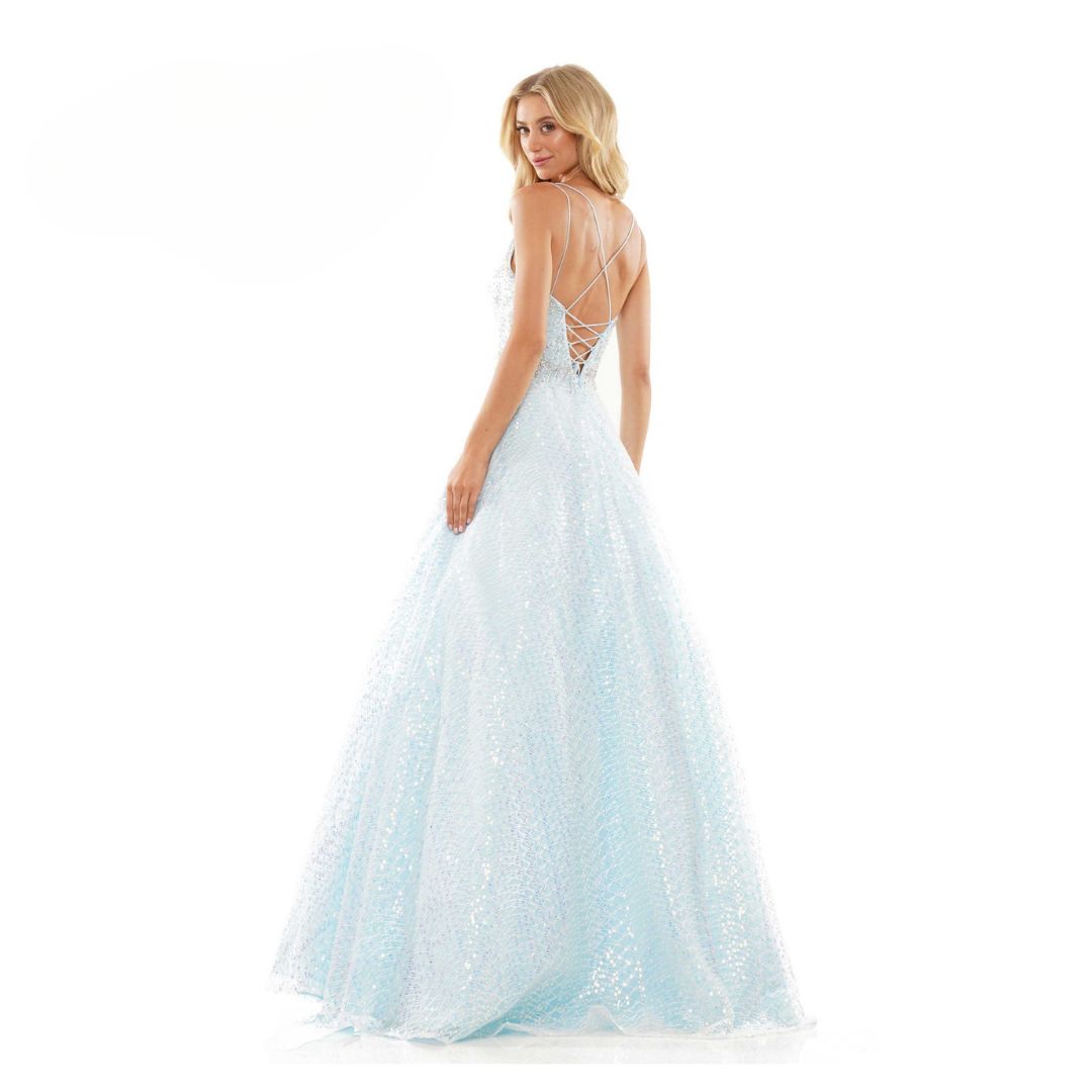 Style HOLLA_LIGHTBLUE0_2A171 Colors Size 0 Prom Sequined Light Blue Ball Gown on Queenly