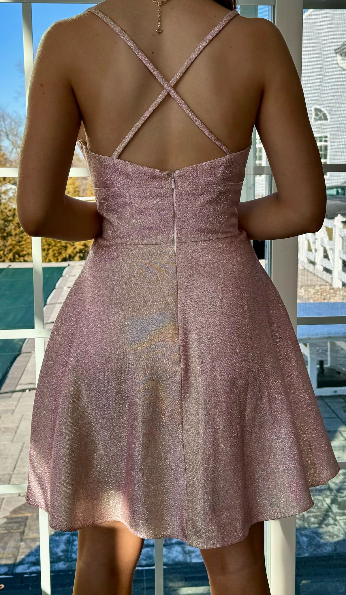 Elisabeth K by GLS Size S Prom Plunge Pink Cocktail Dress on Queenly