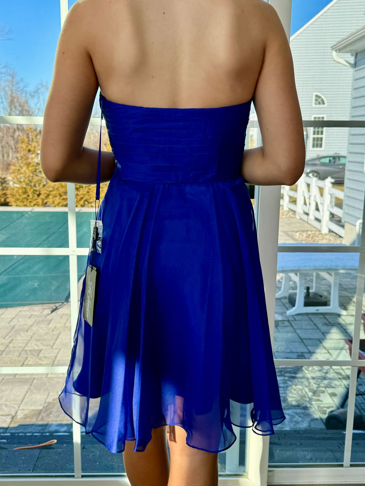 La Femme Size 2 Prom Strapless Blue Cocktail Dress on Queenly