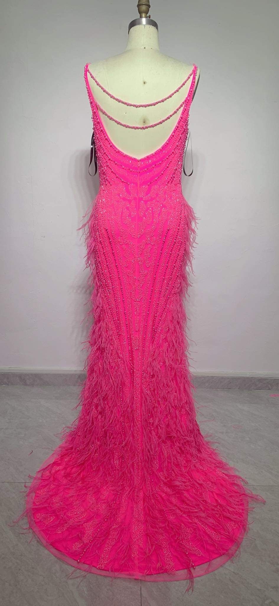 Size 14 Prom Sequined Pink Mermaid Dress on Queenly