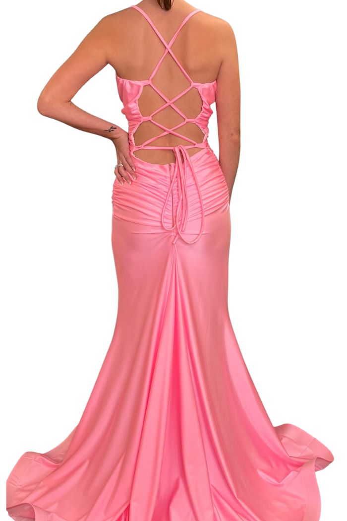 Style 2347 Jessica Angel Size 4 Pink Side Slit Dress on Queenly
