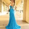 Style 2382 Jessica Angel Size 4 Turquoise Blue Dress With Train on Queenly