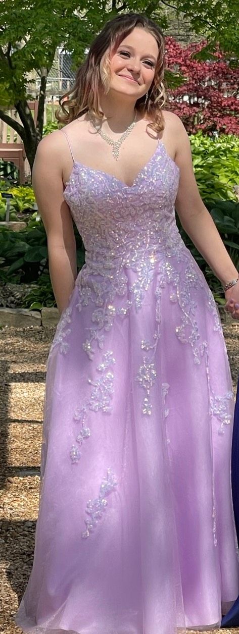 Coya Size XS Prom Plunge Light Purple Ball Gown on Queenly