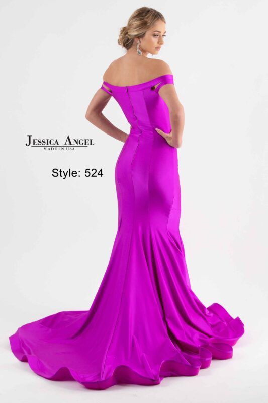 Style 524 Jessica Angel Size 00 Prom Off The Shoulder Hot Pink Mermaid Dress on Queenly