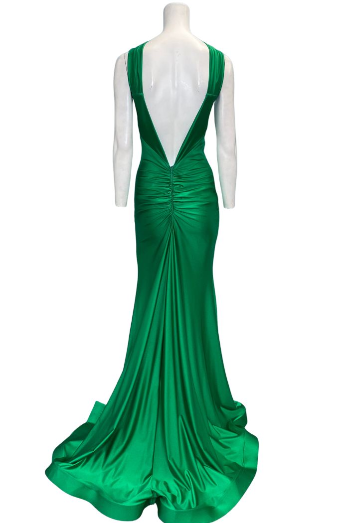 Style 928 Jessica Angel Size 4 Prom Green Side Slit Dress on Queenly