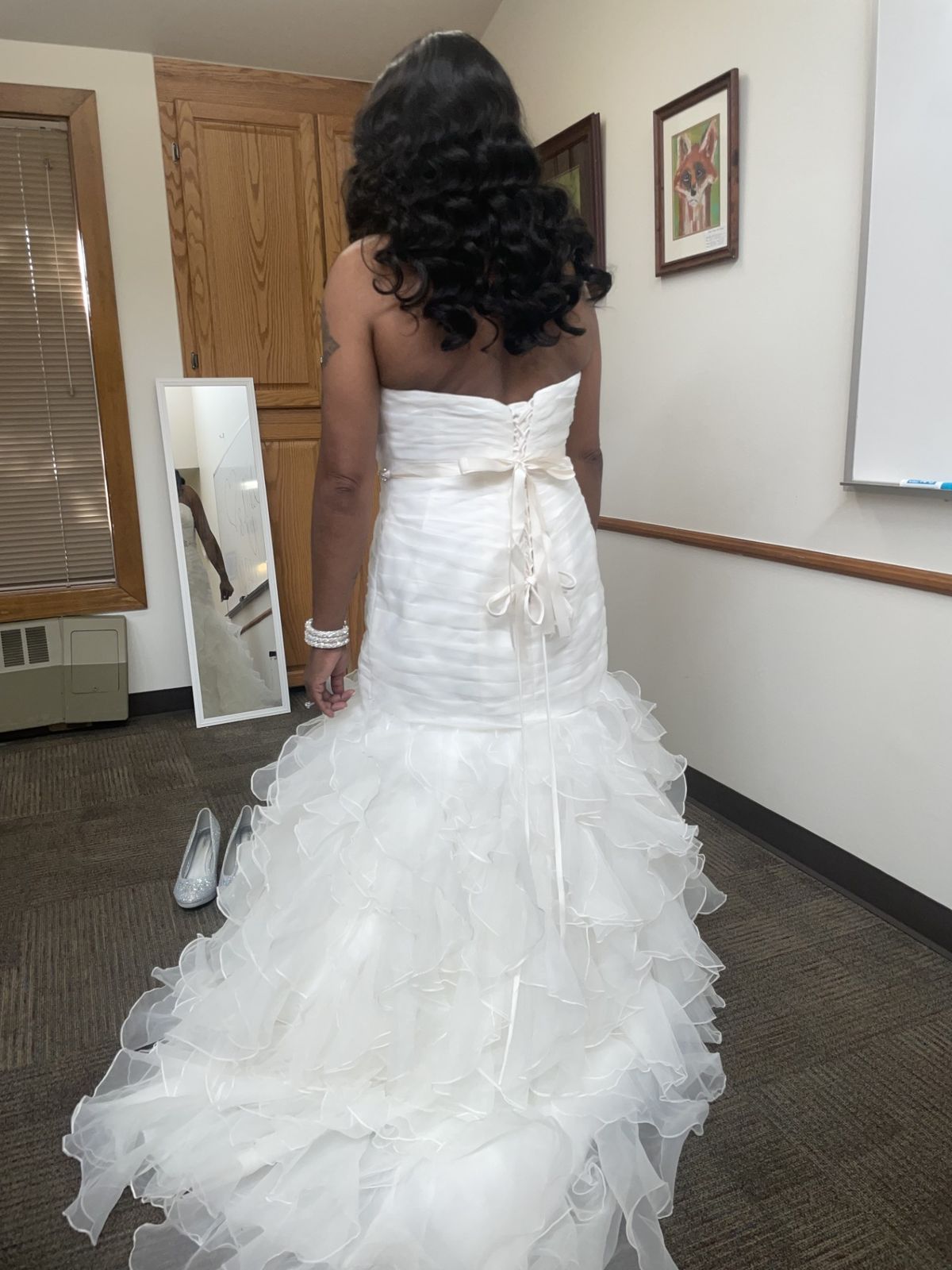 David's Bridal Plus Size 16 Wedding Strapless White Mermaid Dress on Queenly