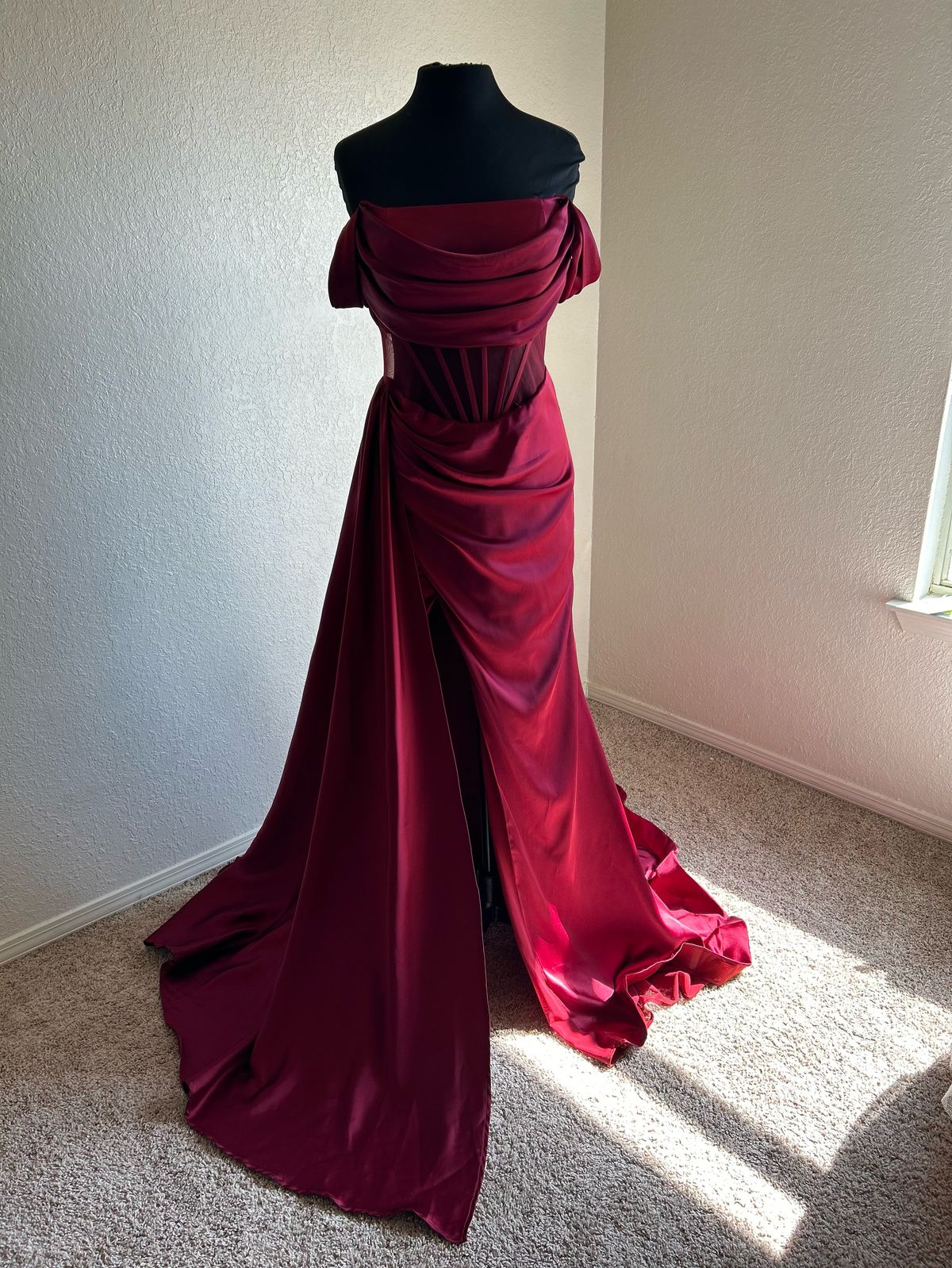 Amarra Size 8 Prom Strapless Red A-line Dress on Queenly