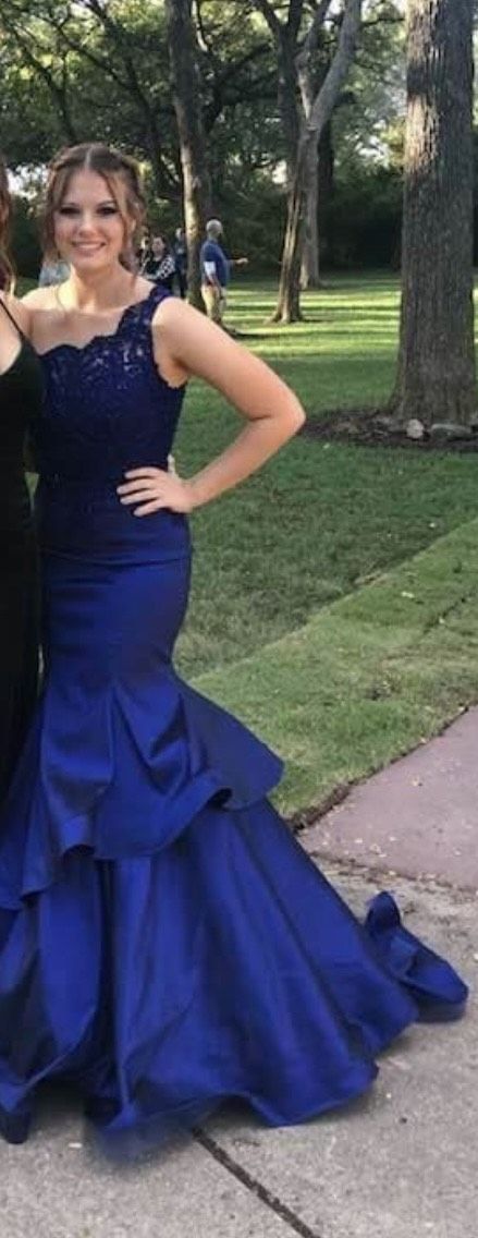 MoriLee Size 6 Prom One Shoulder Blue Mermaid Dress on Queenly