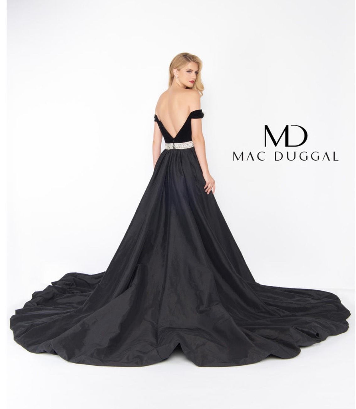 Style 62767R Mac Duggal Size 4 Pageant Strapless Black Ball Gown on Queenly