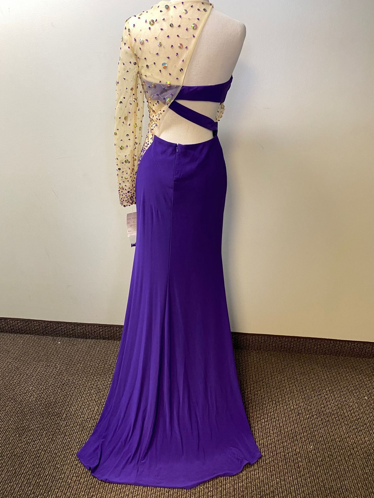 Style 6511 Party Time Formals Size 8 Prom Long Sleeve Purple A-line Dress on Queenly