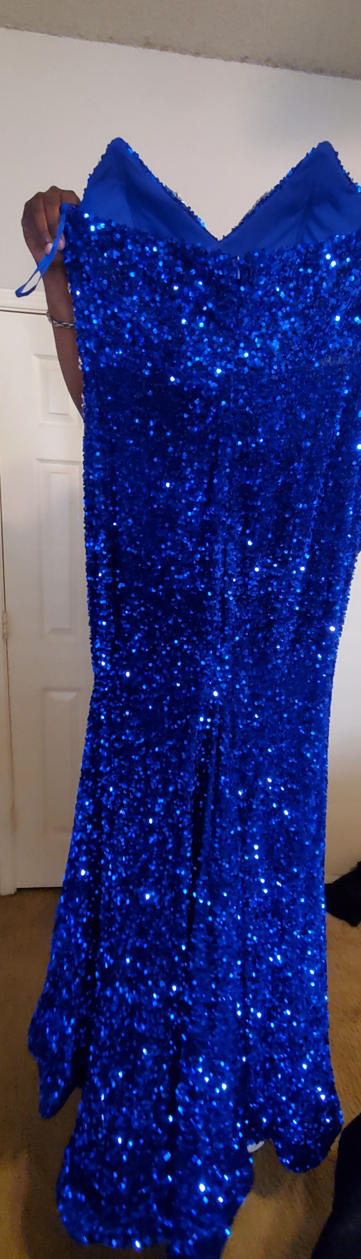 Size 14 Prom Blue Side Slit Dress on Queenly