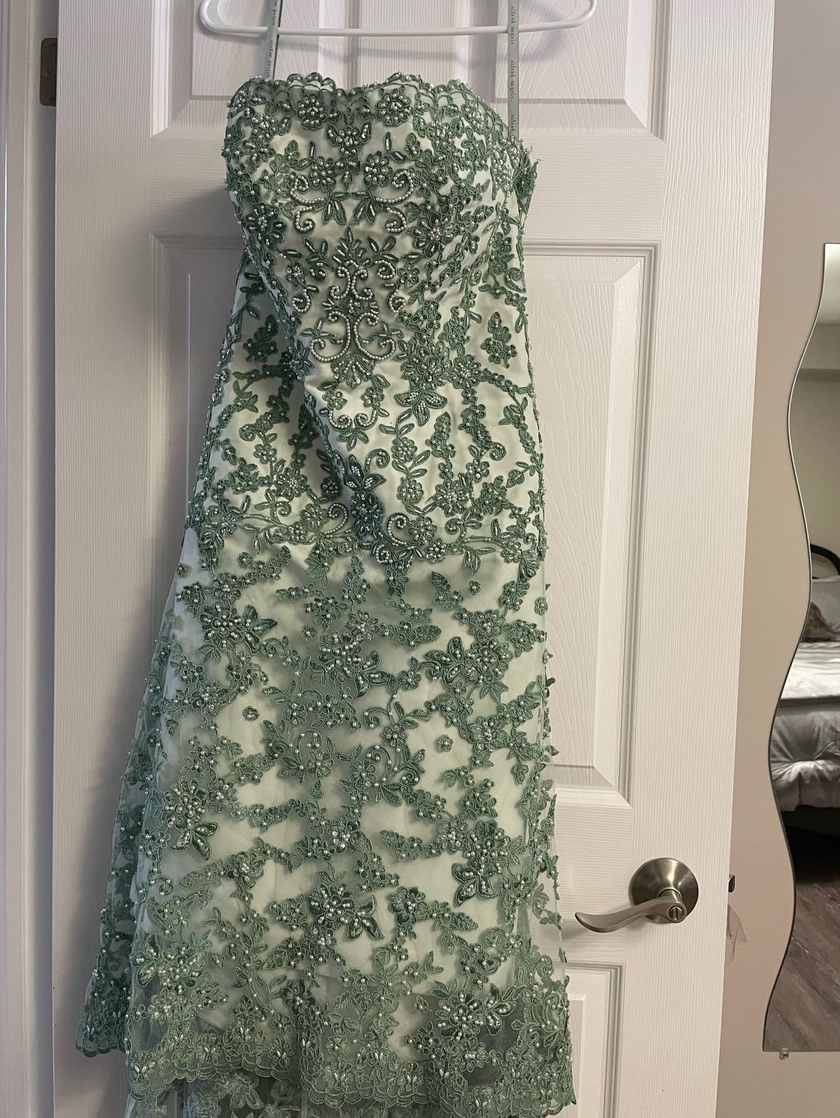 Alfred Angelo Size 10 Prom Strapless Green Floor Length Maxi on Queenly