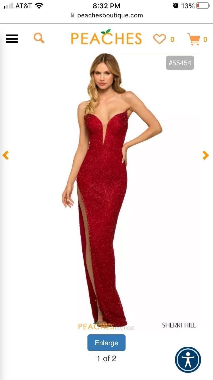 Sherri Hill Size 4 Prom Strapless Red A-line Dress on Queenly