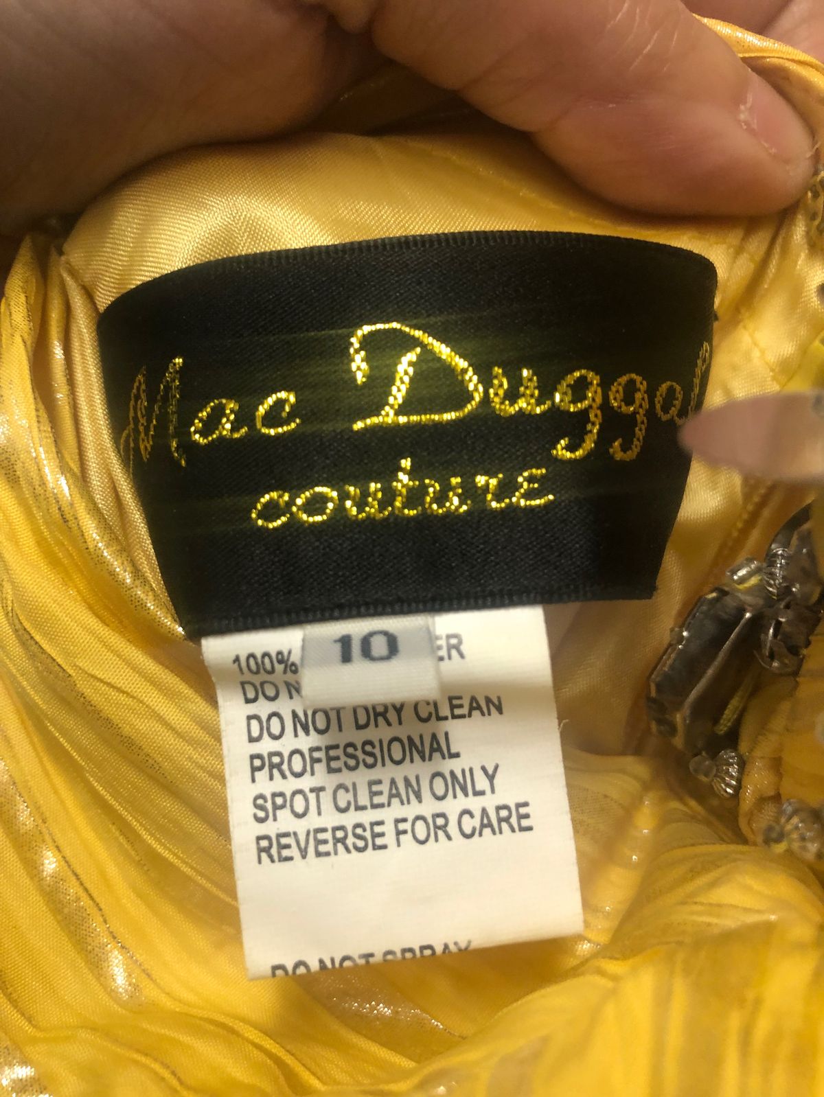 Mac Duggal Size 10 Halter Yellow A-line Dress on Queenly
